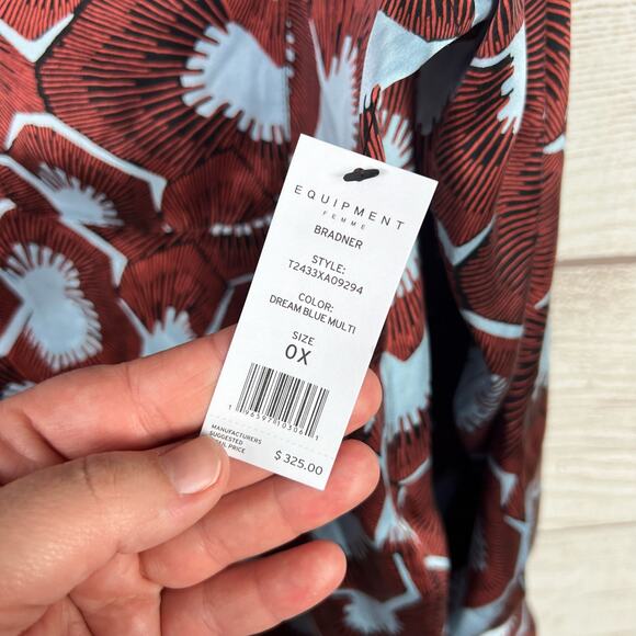 Equipment Plus Size Bradner Print 100% Silk Button Front Blouse Size 0X - Picture 6 of 8